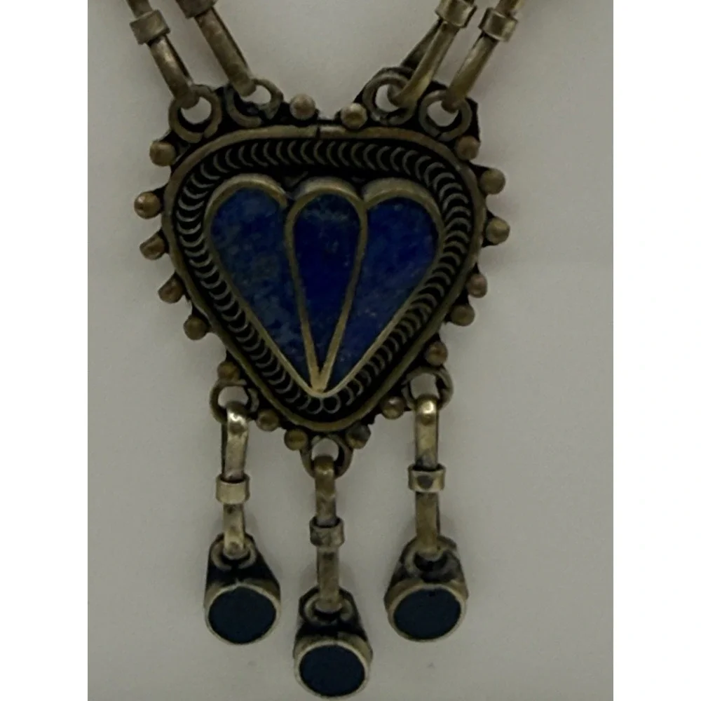 Vintage Afghan Lapis Lazuli Statement Necklace Tribal Ethnic Boho